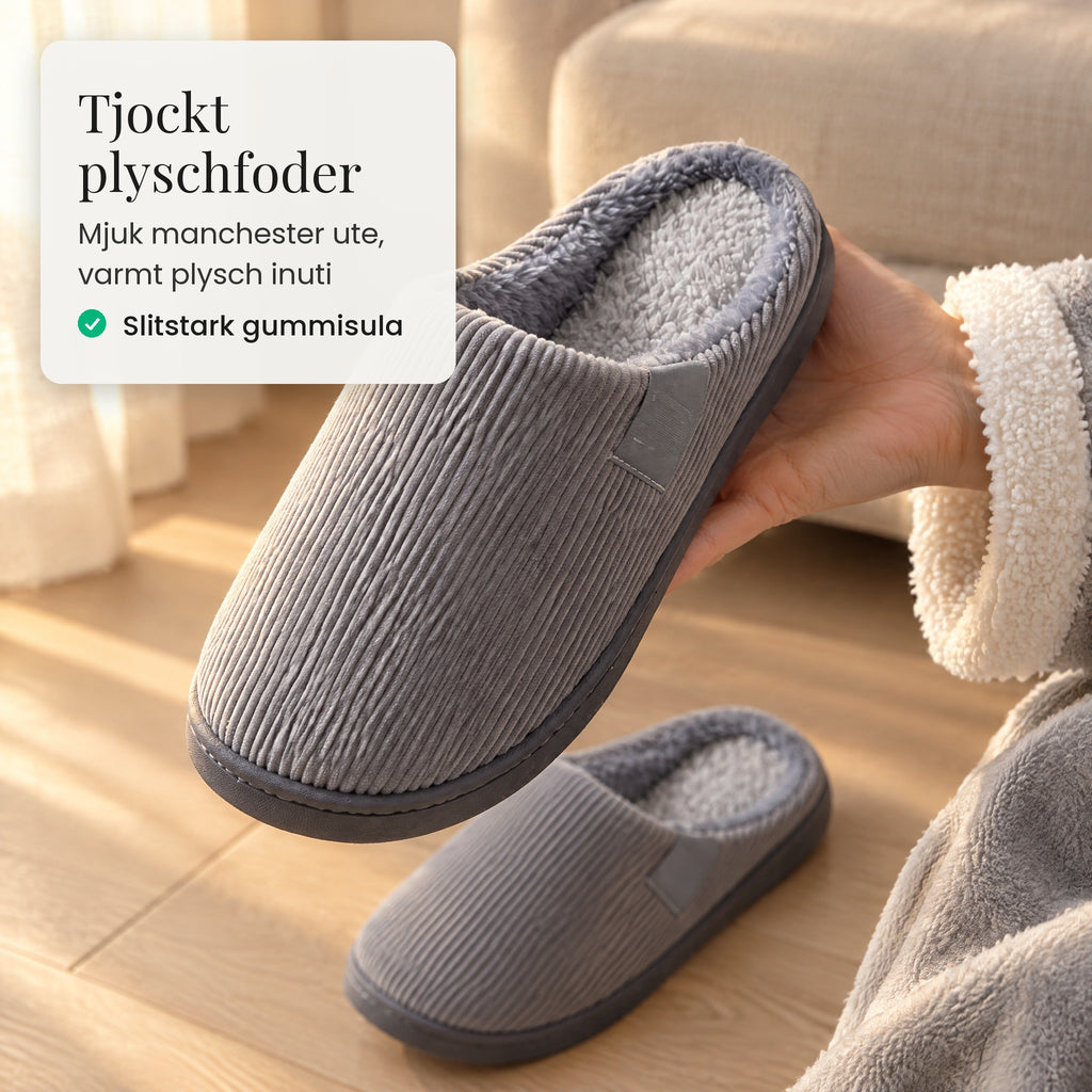 Tjockt plyschfoder och gummisula